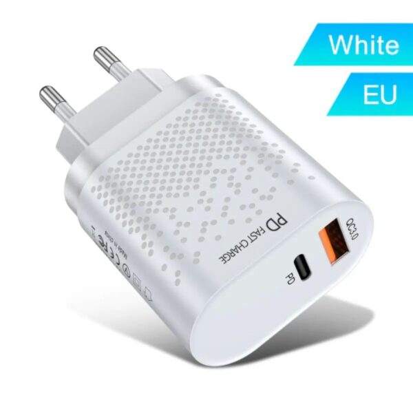 Imported Universal 20W PD Quick Charger 3.0 USB & Type C for All Mobile Phones QC3.0+PD Fast Charging - Original