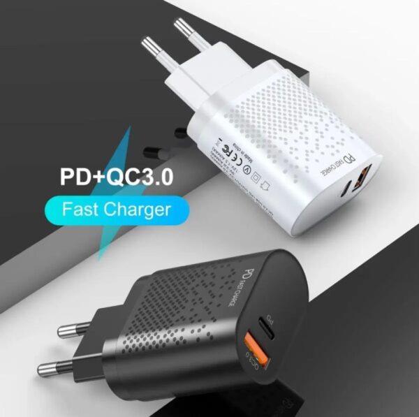 Imported Universal 20W PD Quick Charger 3.0 USB & Type C for All Mobile Phones QC3.0+PD Fast Charging - Original - Image 2