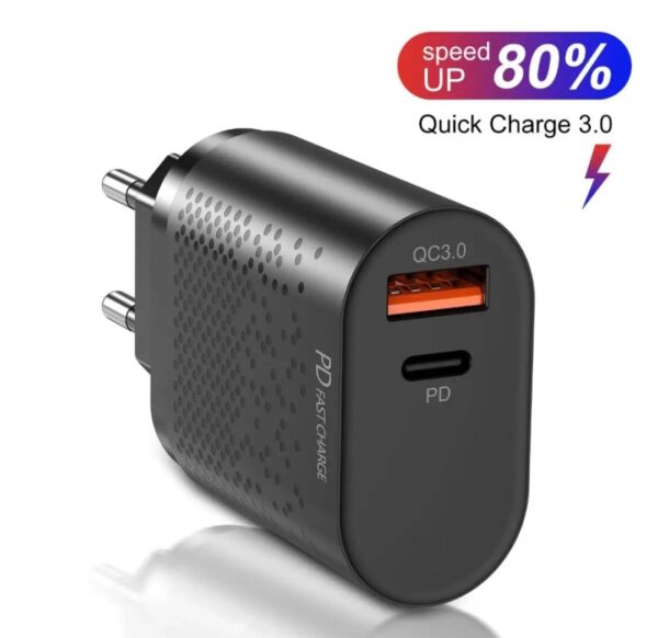 Imported Universal 20W PD Quick Charger 3.0 USB & Type C for All Mobile Phones QC3.0+PD Fast Charging - Original - Image 3