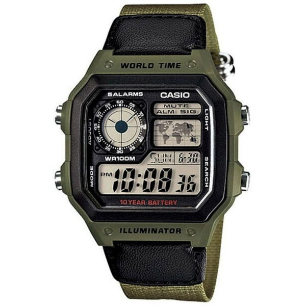 Men's AE1200WHB-3BV Green Cloth Quartz Watch