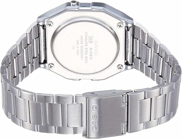 Casio A158WA-1DF Men's Classic Silver Stainless Steel Water Resistant Digital Watch - Image 7