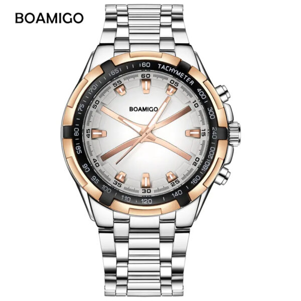 BOAMIGO Top Brand Luxury Quartz Watch Men Stainless Steel Strap Sports Watch Fashion Popular Relogio Masculino