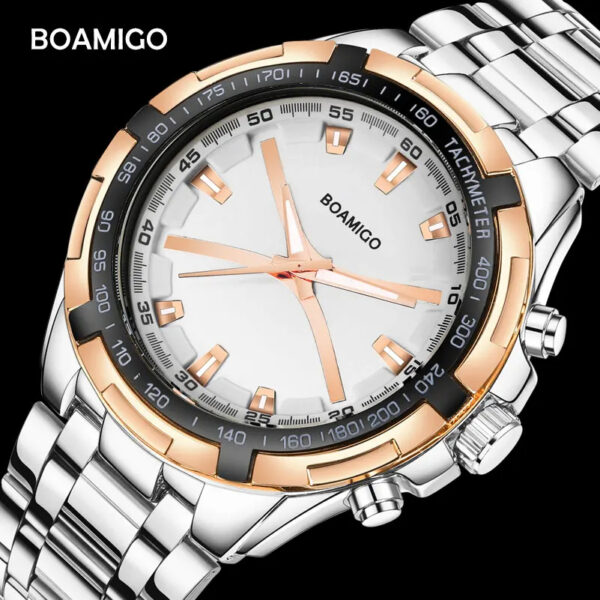 BOAMIGO Top Brand Luxury Quartz Watch Men Stainless Steel Strap Sports Watch Fashion Popular Relogio Masculino - Image 6