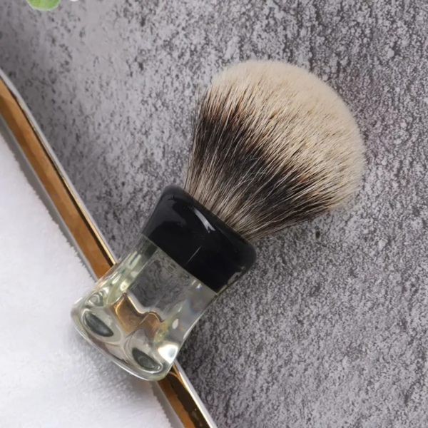 YAQI 24mm Two Band Badger Hair Clear Handle Beard brush Men Wet Shaving Brush - Image 2