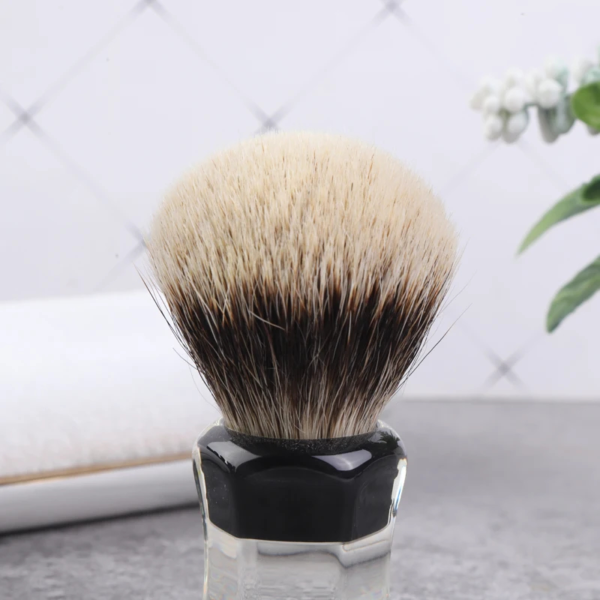 YAQI 24mm Two Band Badger Hair Clear Handle Beard brush Men Wet Shaving Brush - Image 4