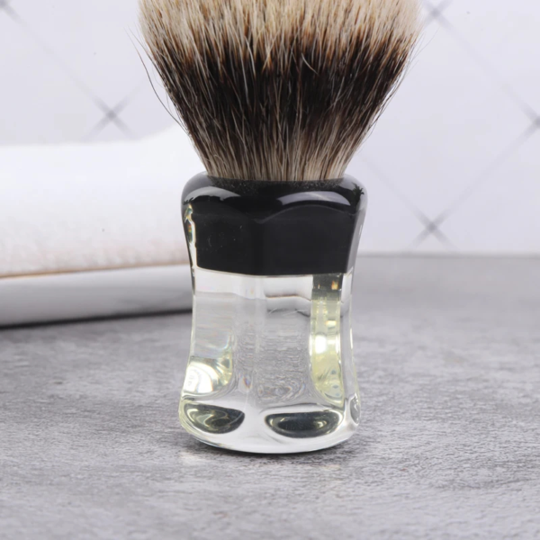 YAQI 24mm Two Band Badger Hair Clear Handle Beard brush Men Wet Shaving Brush - Image 5