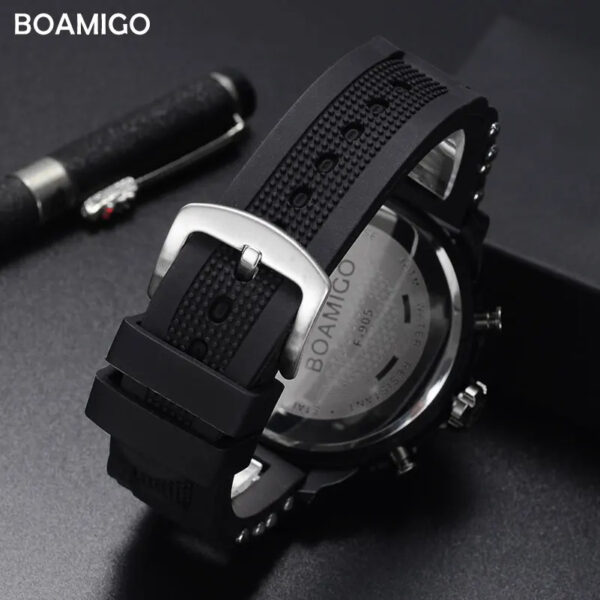 BOAMIGO 3 Time Zone Military Sports Watches LED Digital Quartz Wristwatches erkek kol satleri relogio masculino | RED - Image 2