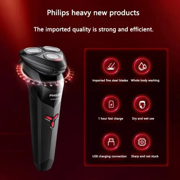 PHILIPS S1113 USB Interface Men's Recommended Fashionable Portable Full-body Water Wash New 1 Series Upgrade Electric Shaver - Image 7