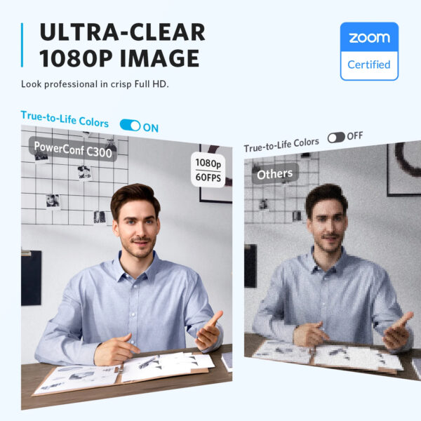Anker PowerConf C300 Smart Full HD Webcam, Framing & Autofocus, Webcam 1080p mini camera with Noise-Cancelling Microphones - Image 5