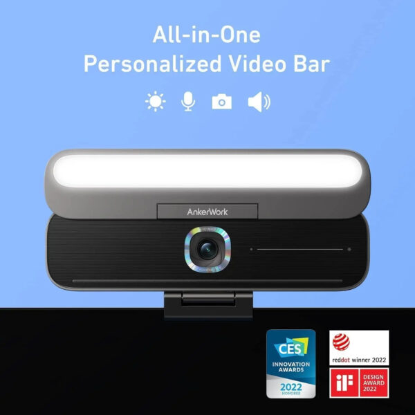 AnkerWork B600 Video Bar with 4-in-1 Design 2K Cam with Speaker Mic Light AI Video Conference Cam 2K Computer Cam with Mic - Image 6