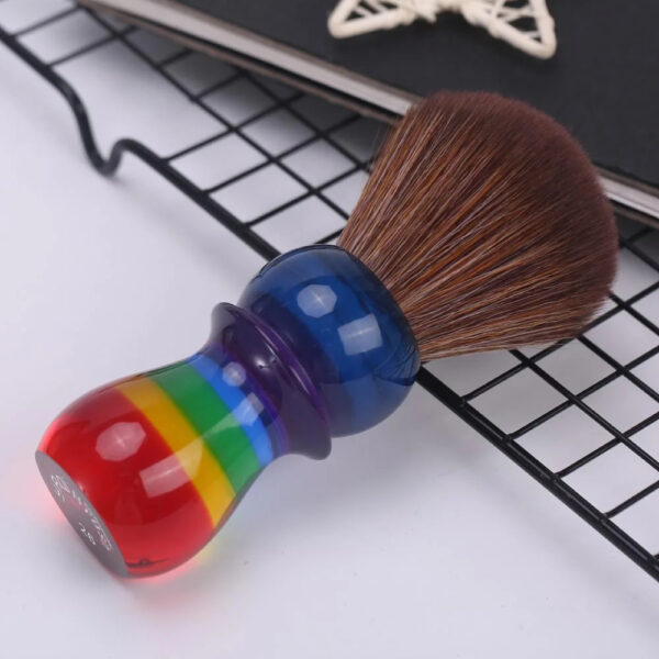 YAQI 26mm Rainbow Brown Synthetic Hair Mens Shaving Brushes Travel Case - Image 4