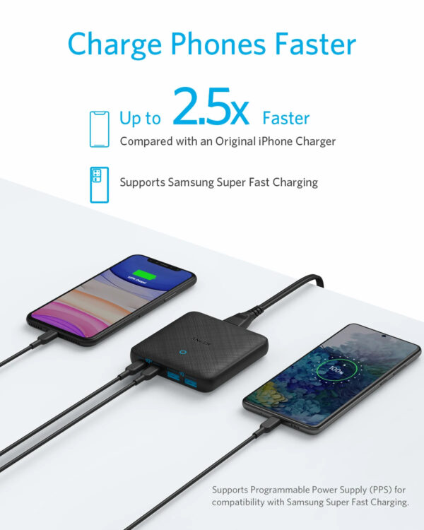 Anker GaN Charger 63W 4 Port PIQ 3.0 PowerPort Atom III Slim Wall Charger with Dual USB C Poorts (45W Max) for iphone 11 xiaomi - Image 6