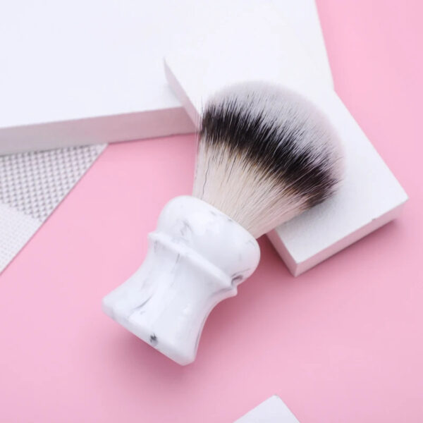 YAQI Everest 24mm White Marble Synthetic Hair Travel Shaving Brush Mens Shavers Brushes - Image 2