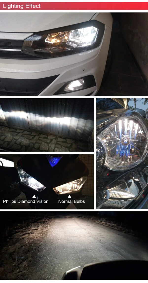 Philips H1 H4 H7 H8 H11 HB2 HB3 HB4 9003 9005 9006 12V Diamond Vision 5000K Super White Halogen Bulbs Auto Headlight Fog Lamp - Image 6