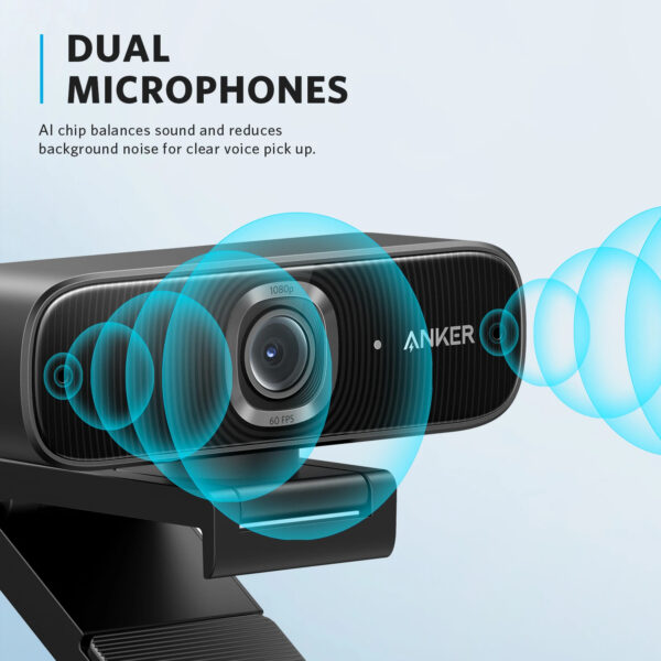 Anker PowerConf C300 Smart Full HD Webcam, Framing & Autofocus, Webcam 1080p mini camera with Noise-Cancelling Microphones - Image 6