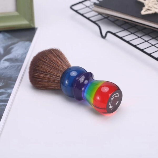 YAQI 26mm Rainbow Brown Synthetic Hair Mens Shaving Brushes Travel Case - Image 5