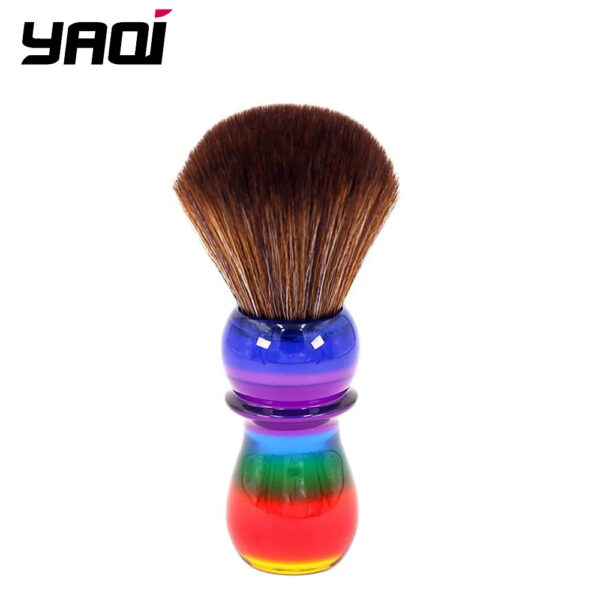 YAQI 26mm Rainbow Brown Synthetic Hair Mens Shaving Brushes Travel Case