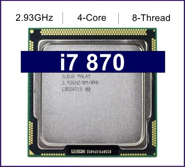 Used Core i7 870 Processor Quad Core 2.93GHz 95W LGA 1156 8M Cache Desktop CPU