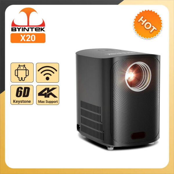 New Arrival BYINTEK X20 Portable Mini LED Smart Android Wifi Home Theater Video Projector for Full HD 1080P 4k Cinema Smartphone