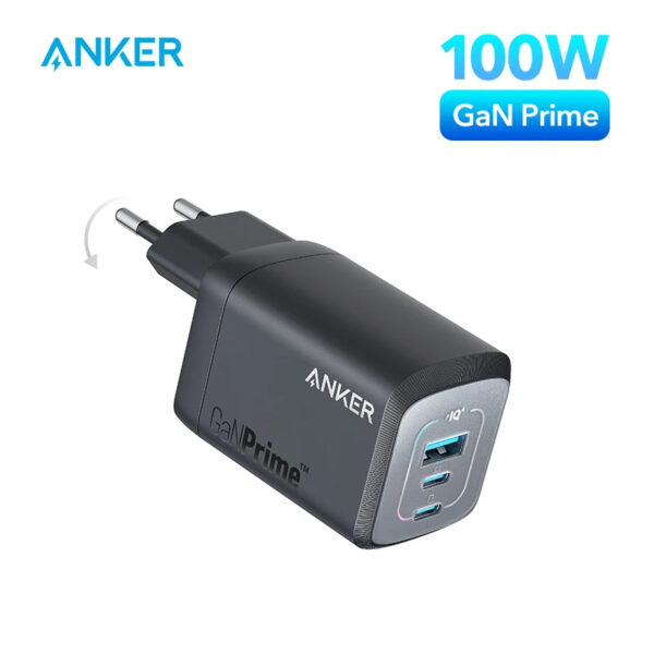 Anker Prime 100W USB C Charger GaN Wall Charger 3-Port Compact Fast PPS Charger Iphone Charger Type C GaN Charger For iphone 15