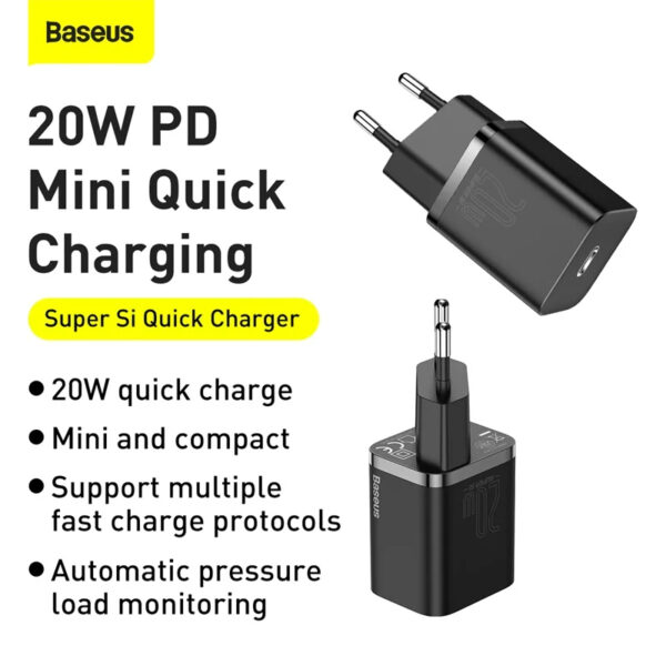 Baseus Super Si USB C Charger 20W For iPhone 14 Pro Max Support Type C PD Fast Charging - Image 2