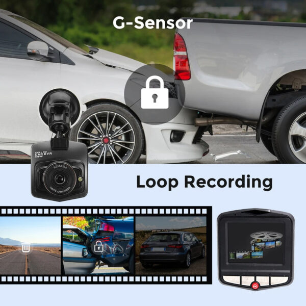 Car DVR Suction Cup HD 1080P Vehicle Video Recorder Night Vision Loop Recording 2.4 Inch LCD Screen Motion Detection G-Sensor - Image 2